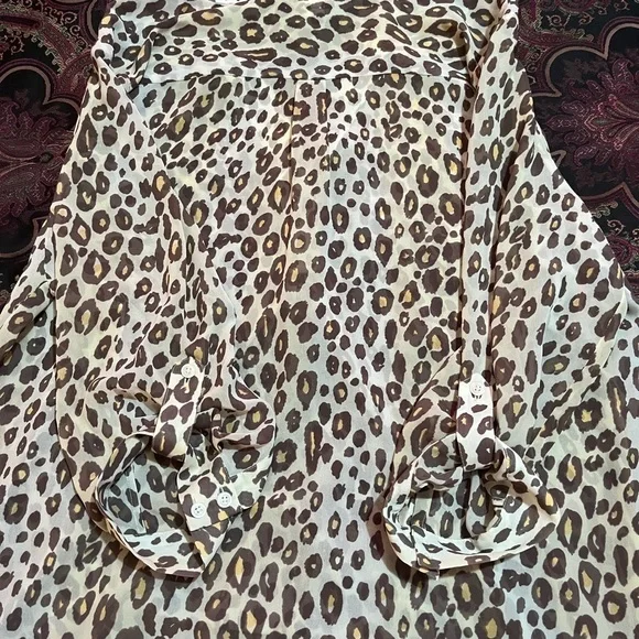 Moda cheetah print size large 100 percent polyester colors brown yellow cream. - Picture 7 of 12